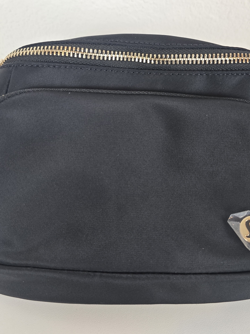 Men's Black Nylon Crossbody Bag with Gold Hardware